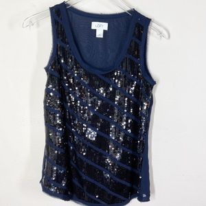 Ann Taylor Loft Sequins Sleeveless Blouse Top